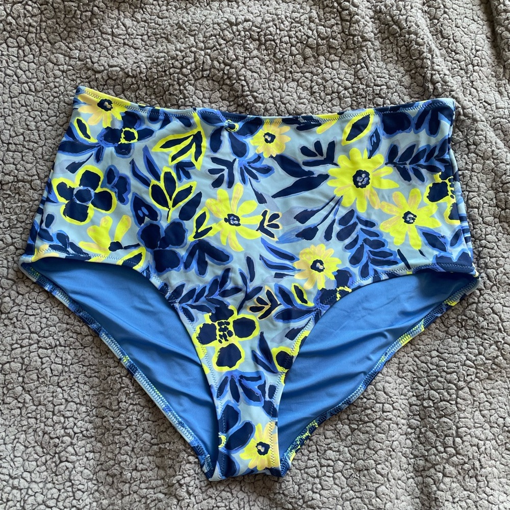 Brand new never worn Aerie blue & yellow multi colour highwaisted bikini bottoms